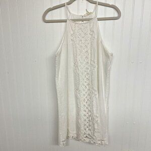 Entro Dress Women's Size M White Crochet Lace Mini Sleeveless Lined Blend Boho